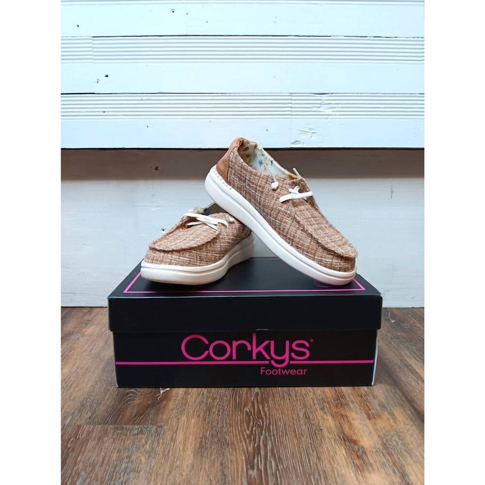 NEW CORKYS FOOTWEAR women's tweed kayak shoes in tan
